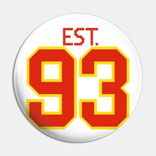 Est. 93 in red and gold Pin