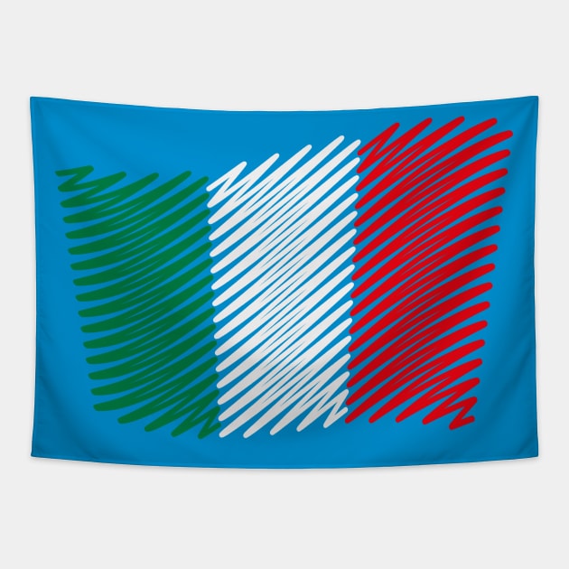 Flag Of Italy / Tricolor (Scribble) Tapestry by MrFaulbaum