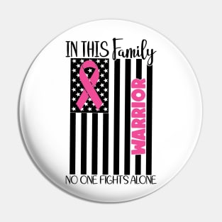 Nobody Fights Alone Warrior Survivor - Breast Cancer Awareness Pink Cancer Ribbon Support Pin