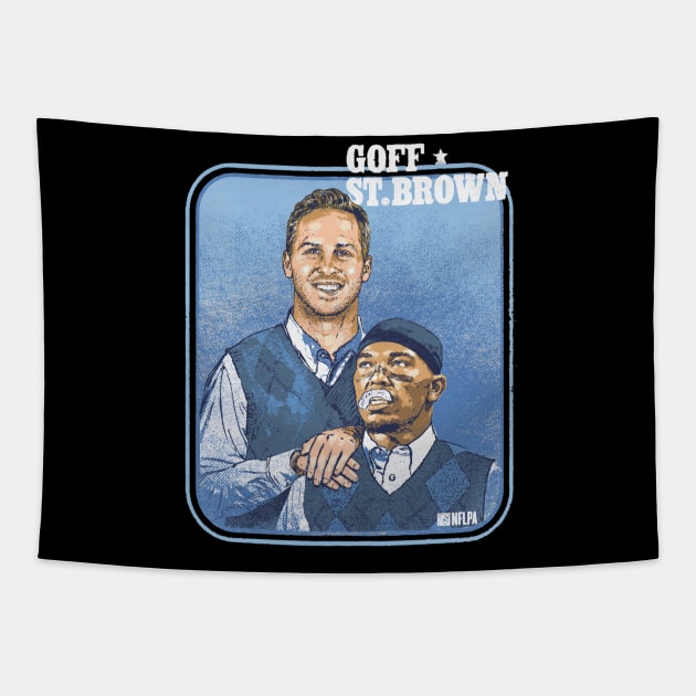 Jared Goff & Amon-Ra St. Brown Detroit Step Brothers Tapestry by ClarityMacaws