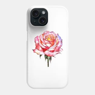 Romantic Orange Pink Hues Isolated Rose Blossom Artistic Watercolor Rose Art Phone Case