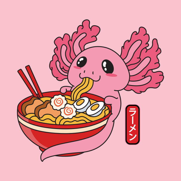 Axolotl Eating Ramen Noodles by nhatartist