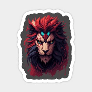 "Regal Resilience: Brave Lion Head Attire" Magnet