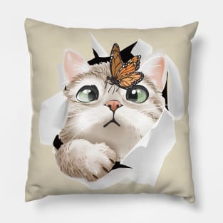 Curious Cat In The Hole Pillow