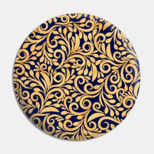 Regal gold and blue intricate pattern Pin