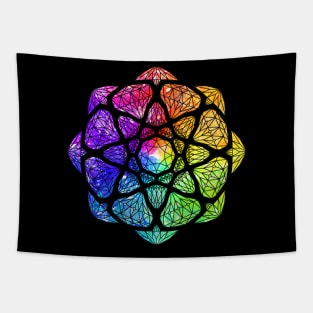 Rainbow Watercolor Crystal Mandala - Silhouette Tapestry