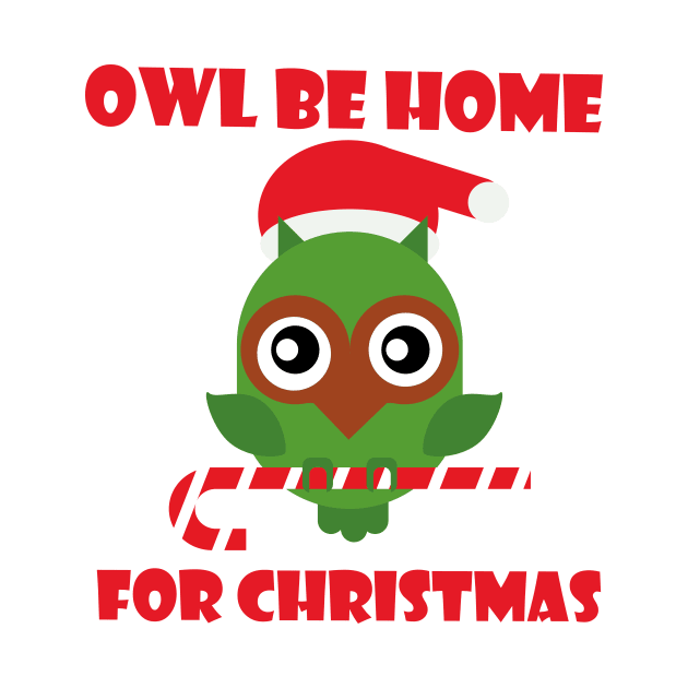 cute owl be home for christmas by hananeshopping