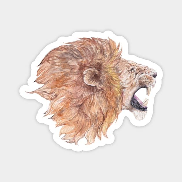 Roaring Watercolor Lion Magnet by wanderinglaur