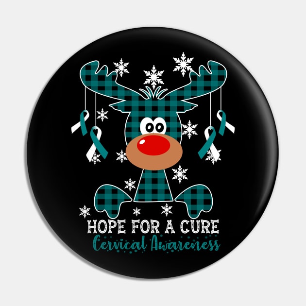 Reindeer Hope For A Cure Cervical Awareness Christmas Pin by HomerNewbergereq