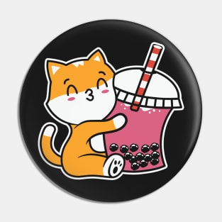 cat hugging boba Pin