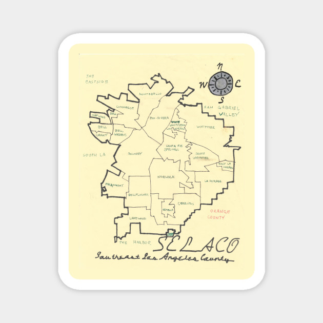 Southeast Los Angeles Map Southeast Los Angeles County - Los Angeles - Magnet | Teepublic