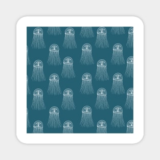 jellyfish aloha print pattern hawaii blue teal and white Magnet