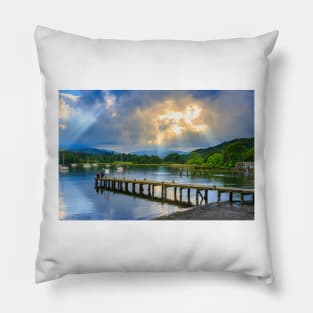 Jetty on Lake Windermere at Waterhead, Ambleside, Cumbria Pillow