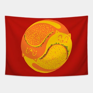 Tacocat Forever - cute fun taco cat lovers palindrome yin yang illustration Tapestry