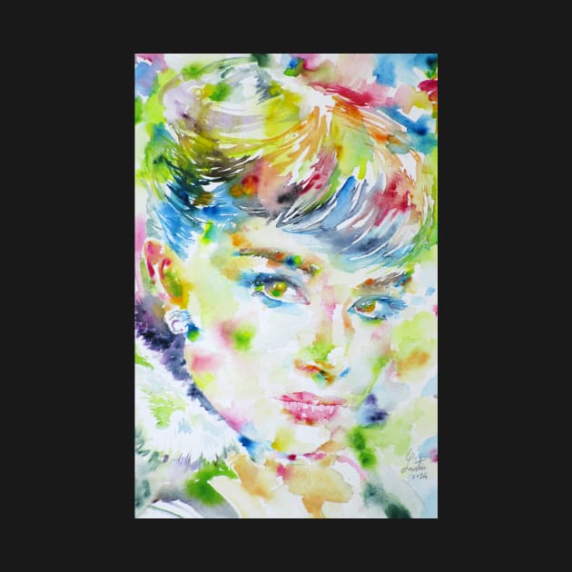 AUDREY HEPBURN watercolor portrait .6 by lautir