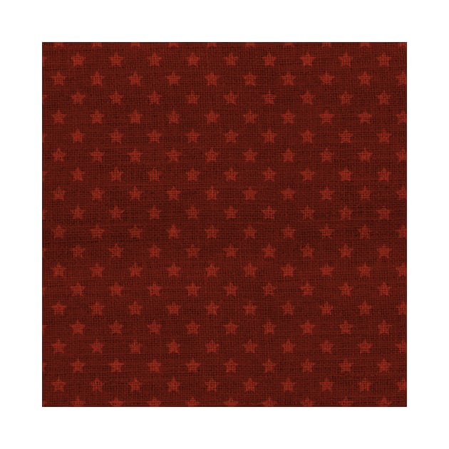 Red Christmas Stars on Dark Red Burlap Cloth by podartist