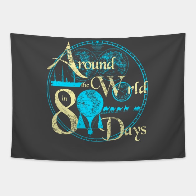 AROUND THE WORLD IN 80 DAYS Tapestry by karmadesigner