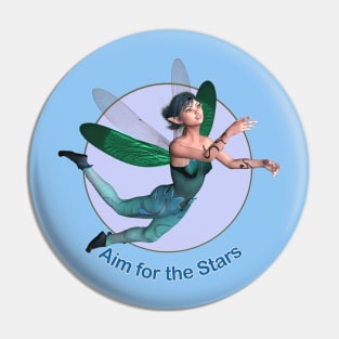 Aim for the Stars elf fairy faerie dragonfly wings flying Pin