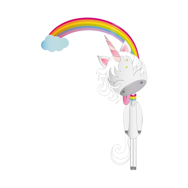 Unicorn hangs on the rainbow by Kisho