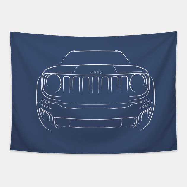 Jeep Renegade - front stencil, white Tapestry by mal_photography