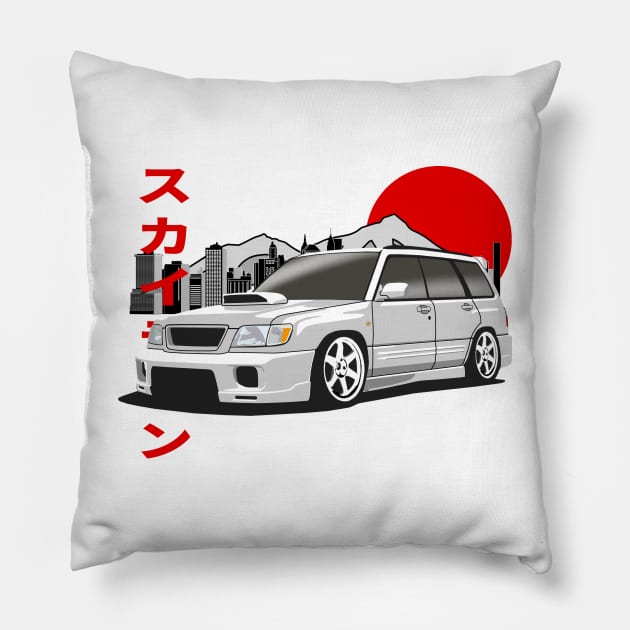 Subaru Forester SF Japanese Retro Style Pillow by Rebellion Store