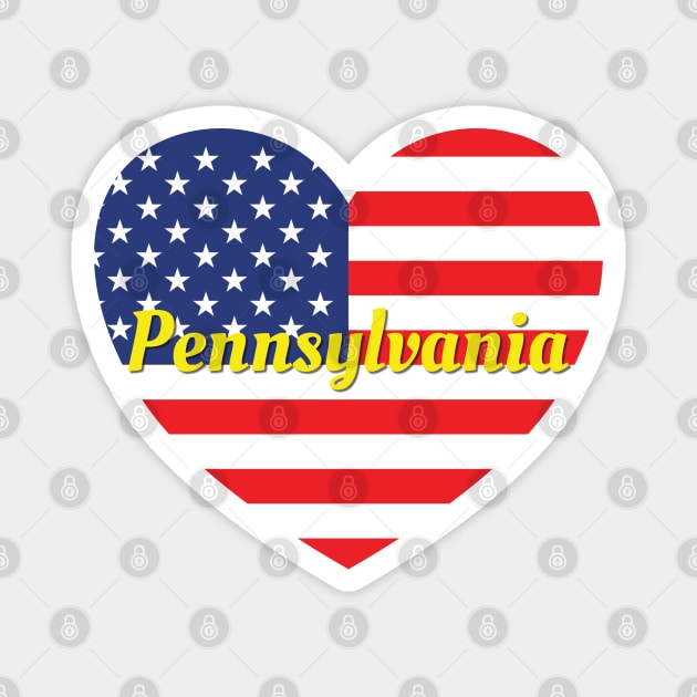 Pennsylvania American Flag Heart Magnet by DPattonPD