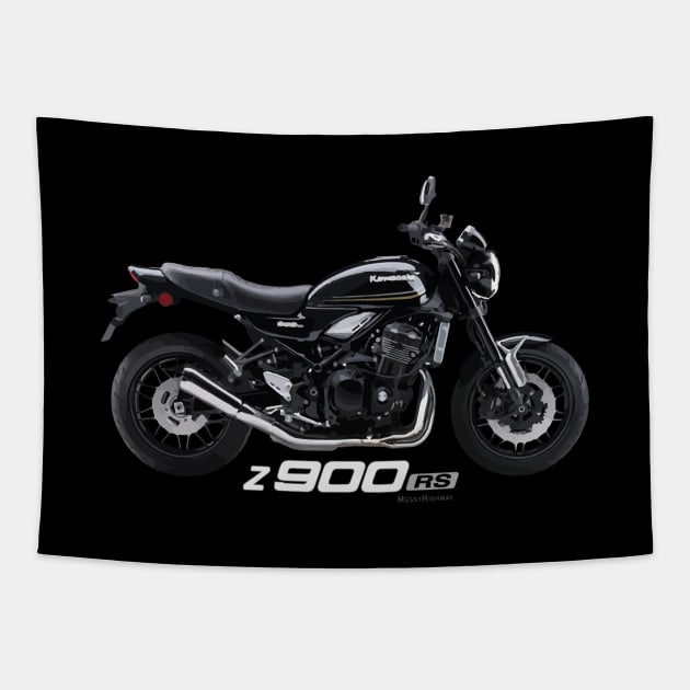 Kawasaki Z900RS 18 black, s Tapestry by MessyHighway