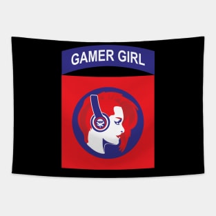 Gamer Girl Head Logo Tapestry