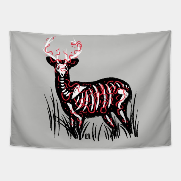 Black Deer Tapestry by LoudMouthThreads
