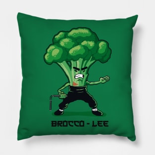 Brocco Lee Funny Vegetable with Nunchucks Pillow