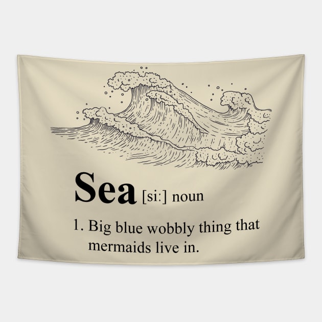 Sea Dictionary Definition: Big Blue Wibbly Wobbly Thing Tapestry by Meta Cortex