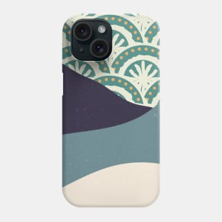 Contemporary abstract mountains and hills with geometric pattern background digital design illustration Phone Case