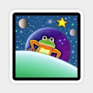 Hippy frog in space with stars Magnet