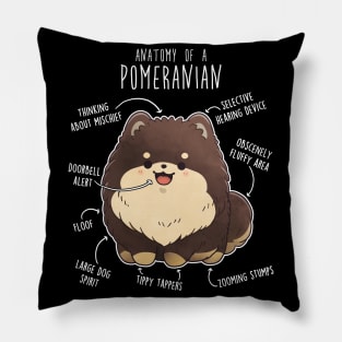 Chocolate and Tan Pomeranian Dog Anatomy Pillow