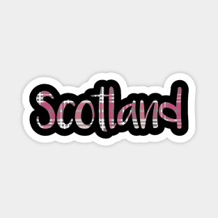 SCOTLAND, Pink and Grey Tartan Style Text Design Magnet