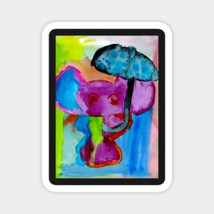 Colorful Elephant with Umbrella Magnet