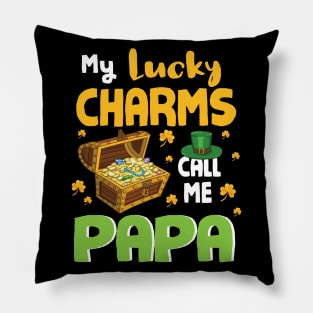 Gold Shamrocks Saint Patrick My Lucky Charms Call Me Papa Pillow