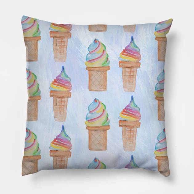 Ice Cream Neck Gator Rainbow Sugarcones Pillow by DANPUBLIC