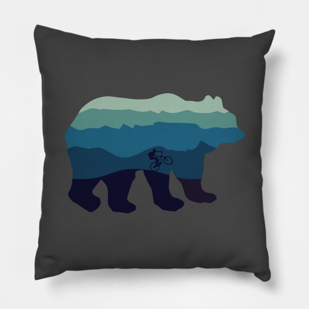 mountain bike mtb gift bear cycling cyclist mountain biker Pillow by TheOutdoorPeople