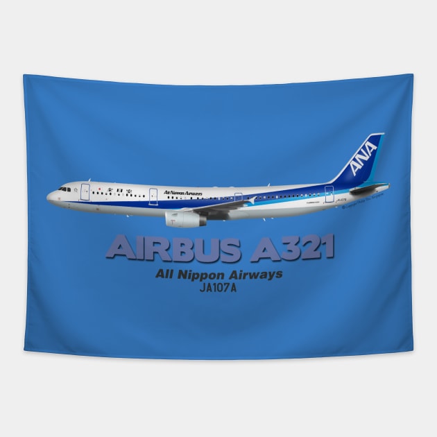 Airbus A321 - All Nippon Airways Tapestry by TheArtofFlying