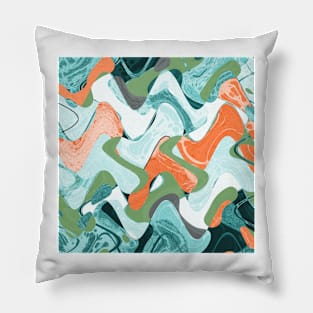 Abstract Mid Century Pattern Distorted in Marbled Paper Pillow