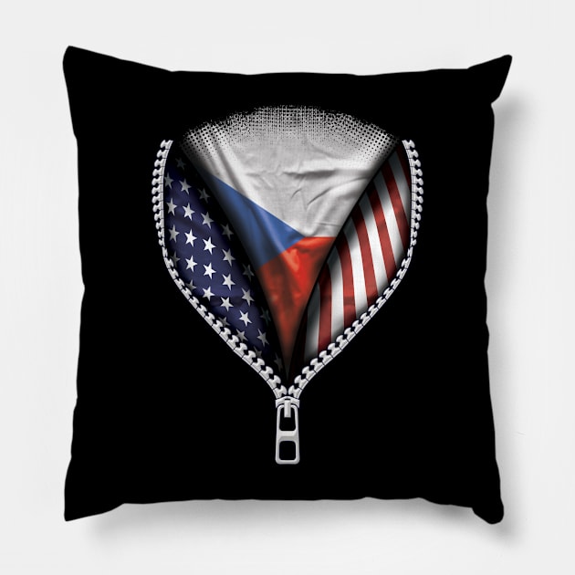 Czech Flag  Czech Republic Flag American Flag Zip Down - Gift for Czech From Czech Republic Pillow by Country Flags