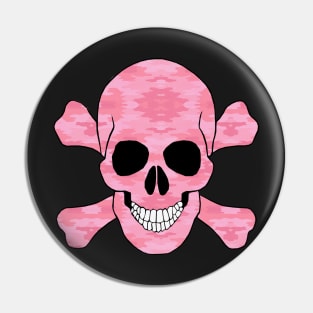 Pink Camouflage Skull And Crossbones Pin