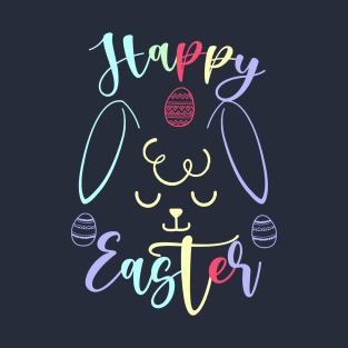 Happy Easter Bunny Rabbit Face Funny Easter Day Women Girls T-Shirt