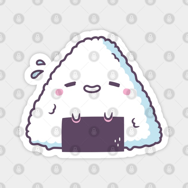 Cute Shy Onigiri Japanese Rice Ball Magnet by rustydoodle