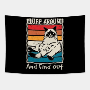 Funny Fluff Around And Find Out Cute Cat Tapestry