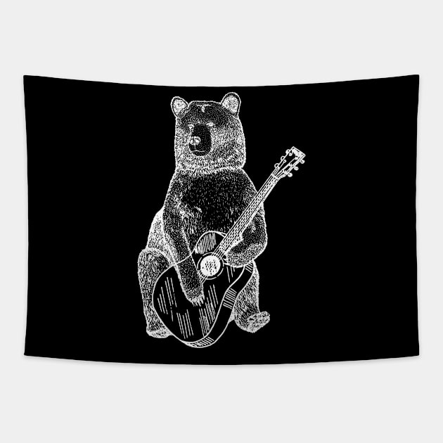 Guitar Bear T Shirt Tapestry by Hound mom