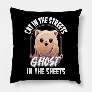 Funny Cat Boop Pun Ghost Graphic Men Kids Women Halloween Pillow