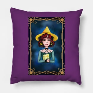 Red hair libra witch Pillow