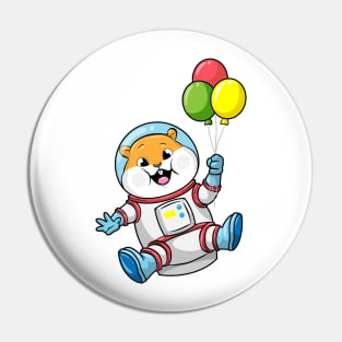 Hamster as an astronaut in costume with balloons Pin